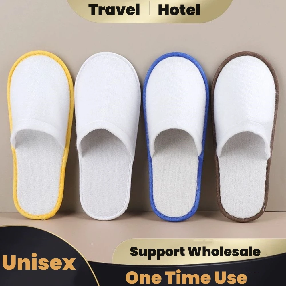 1 Pair Disposable Slippers Hotel Travel Slipper Party Home Guest Men Women Closed Toe Anti-slip Slipper SPA Salon Guest Slides