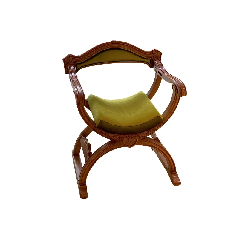 

Solid wood carved leisure chair French retro living room household small apartment medieval single sofa chair