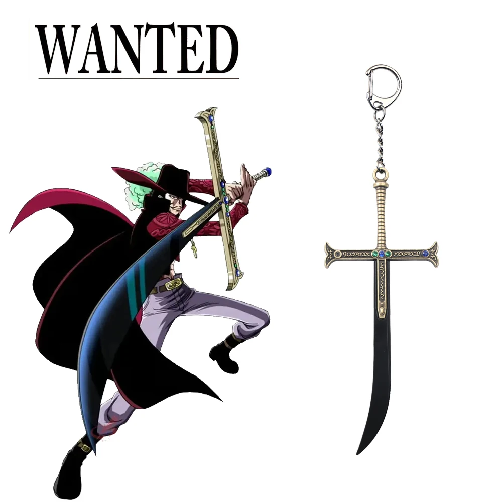 Hot Blooded Anime Pirate Saijō Ō Wazamono Keychain Pendant Dracule Mihawk Oka Shichibukai Key Cosplay Men Women Backpack Jewelry