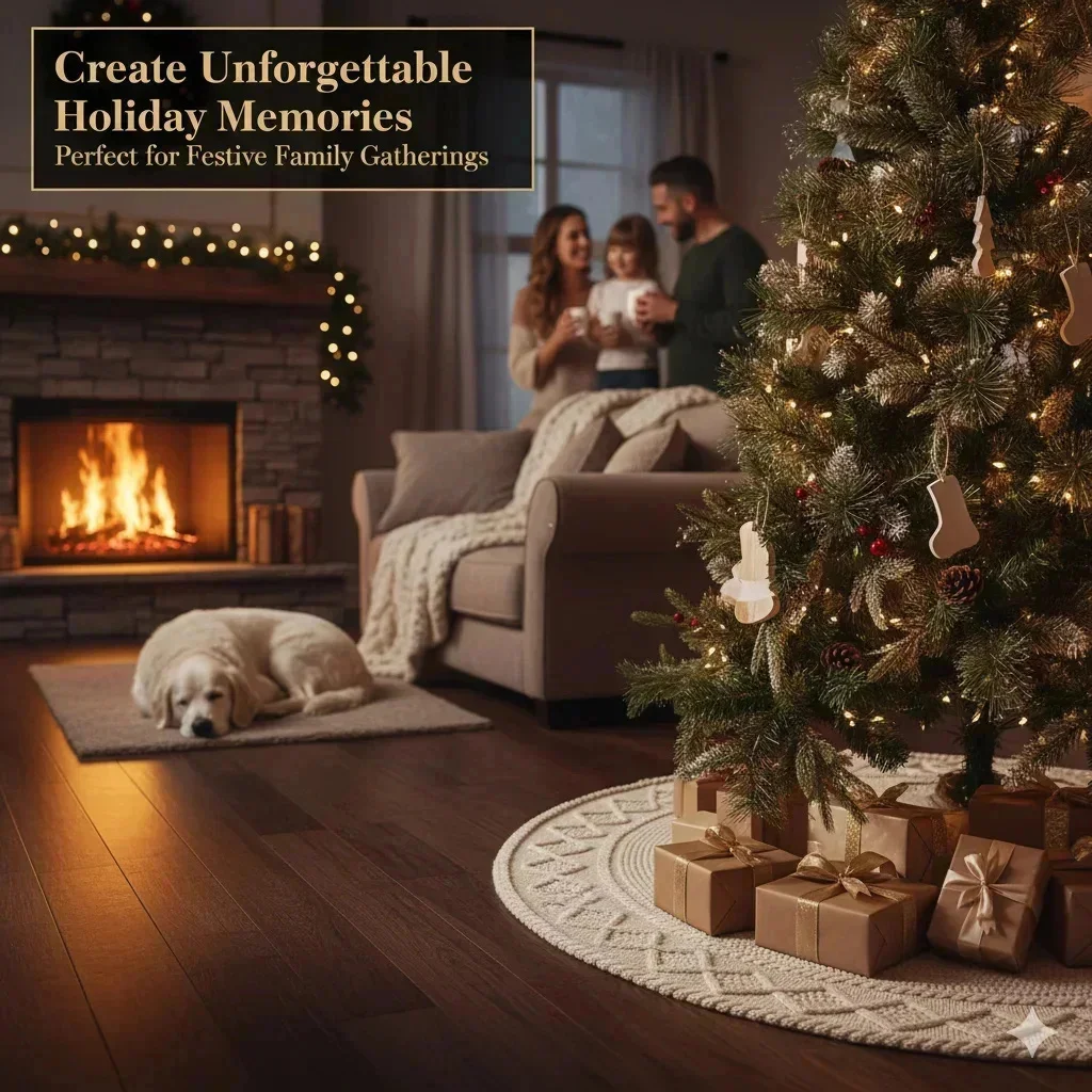 

Holiday Knitted Christmas Tree Skirt Beige Braided Edge Tree Bottom Cover Mat For Xmas Home Decor Gifts Party Ornament