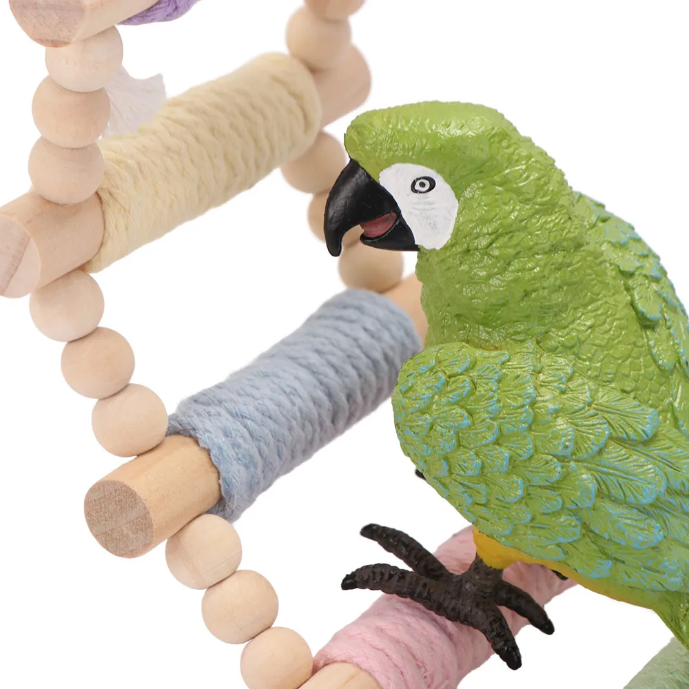 5/8/10 Steps Bird Cotton Rope Ladder Hanging Funny Grinding Stick Parrot Climbing Chew-Proof Colorful Bird Cage Decoration