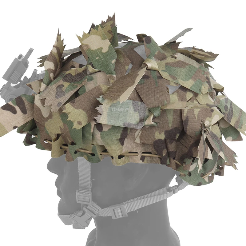 

Камуфляжный чехол для шлемов для страйкбола с эластичным шнуром, 3D-ткань для шлемов, лазерная резка в форме листа, аксессуары для шлемов для охоты и пейнтбола
