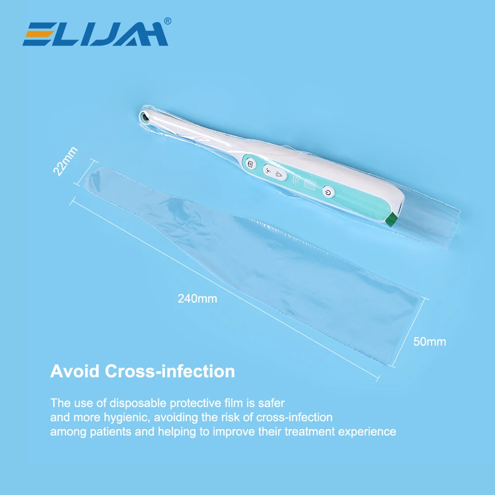 ELIJAH 100cs/Box Dental Disposable Intraoral Camera Sleeves For Dentist Lab Endoscope Handle Protection Dental Accessory
