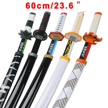 60 cm/23,6 pollici Demon Slayer Katana Anime Personaggio Cosplay Armi kimetsu no yaiba Tanjirou Giyuu Blu Muichirou