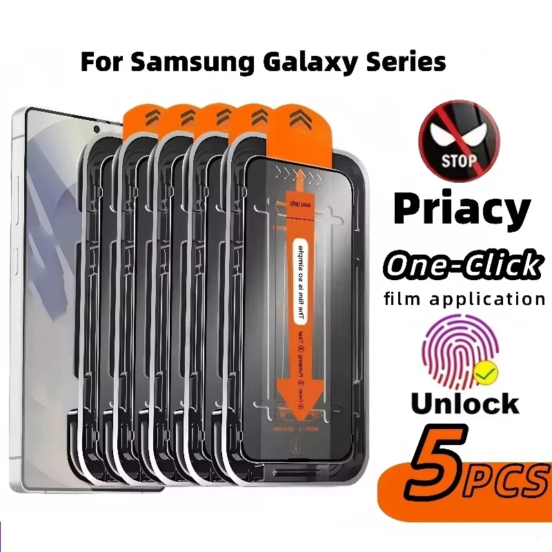 

Fingerprint Unlock Anti Spy Tempered Glass For Samsung Galaxy S26 Ultra S25 Edge S24 S23 S22 S21 Plus Privacy Screen Protectors