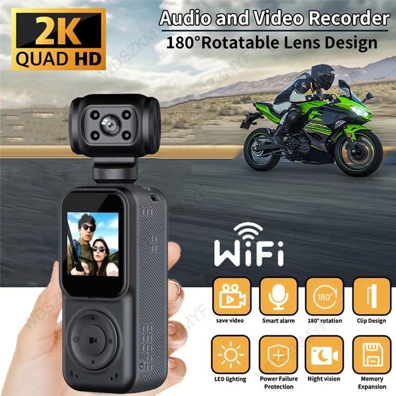 ABAC-2K Ultra HD Pocket Camera 2K Pocket Camera Videocamera sportiva Videoregistratore Gimbal Camera per sport all'aria aperta in bici da viaggio
