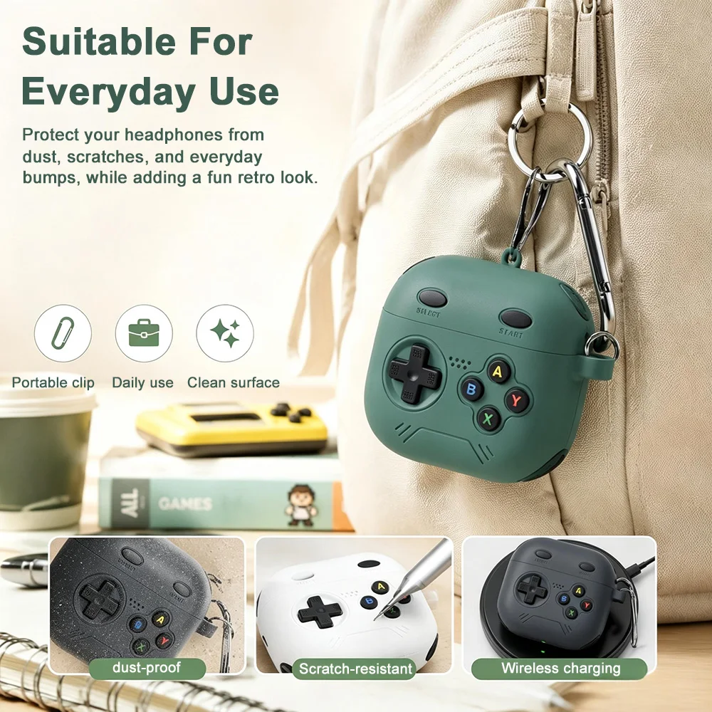New With Carabiner Multiple Color Options Retro Game Console Earphone Case for Apple AirPods Pro3 Pro4 Soft Silicone Shockproof