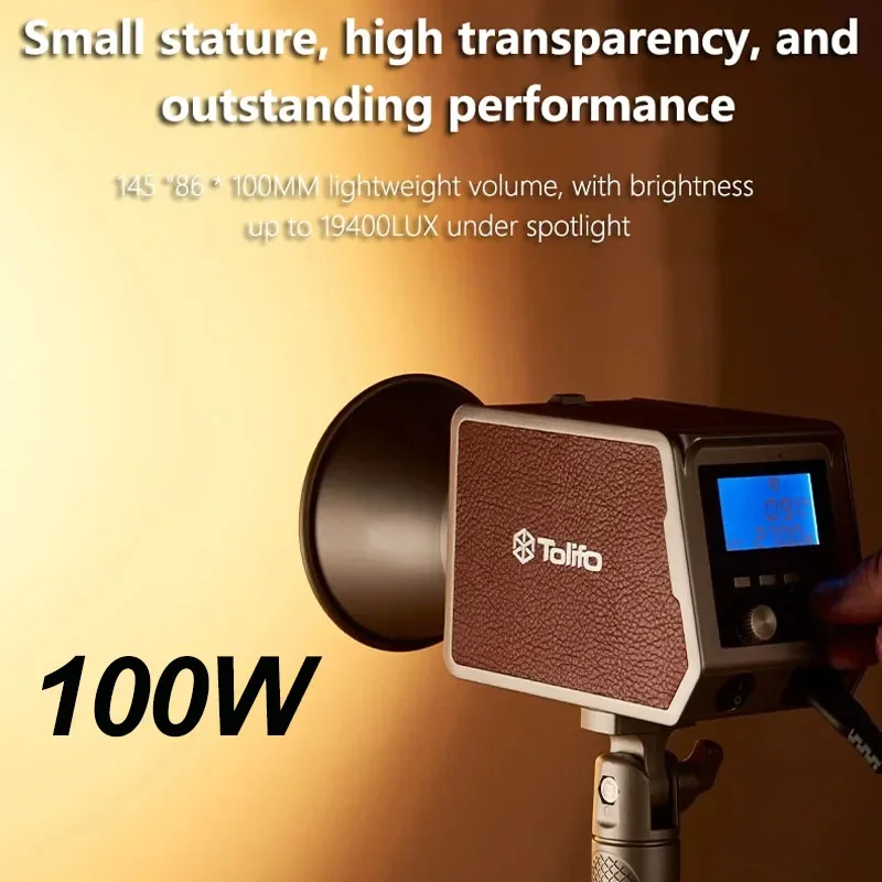 Tolifo 100W Photography LED COB Video Light 2700K-6500K Continuous Output Lighting for Studio Film Video Live Streaming