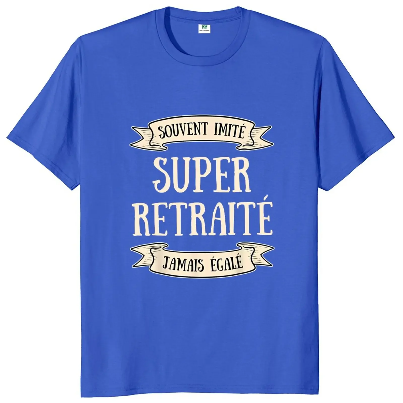 Retired Man T Shirt Funny French Text Humor Retirement Dad Father Gift Tee Tops Casual 100% Cototn Unisex O-neck EU Size T-shirt image 2