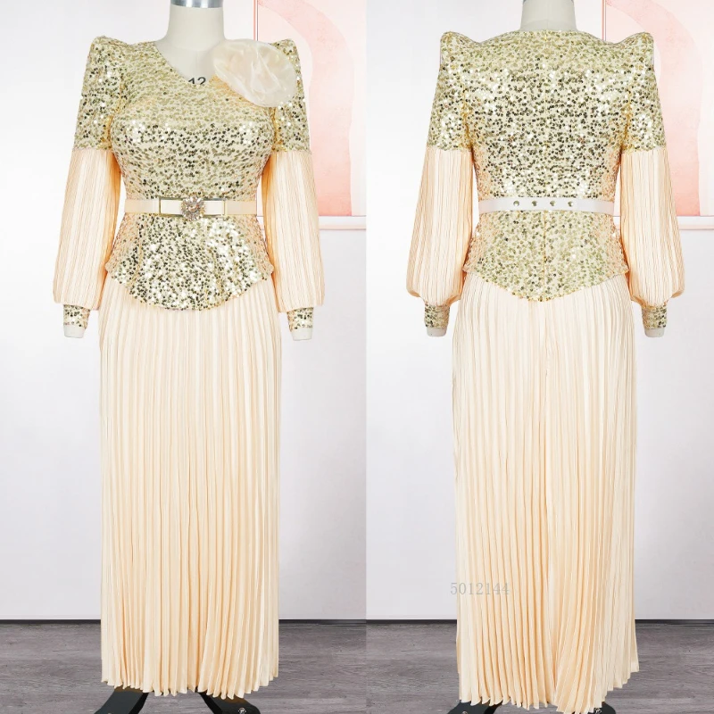 Elegante Langarm-Kleider für Frauen, Hochzeit, Party, Abendkleid, 2025, Herbst-Winter-Geburtstagskleidung, luxuriöse Pailletten-Maxi-Roben