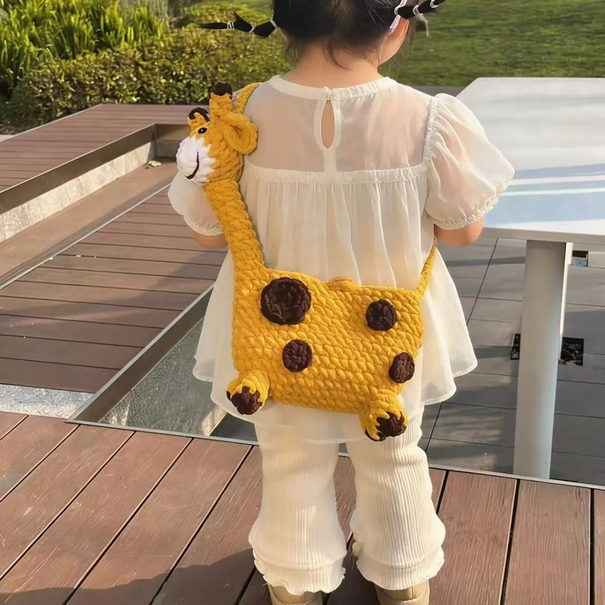 Cute Giraffe Kids Crossbody Bag DIY Handmade Amigurumi Craft Material Set Giraffe Crochet Kit Beginner Crochet Kit