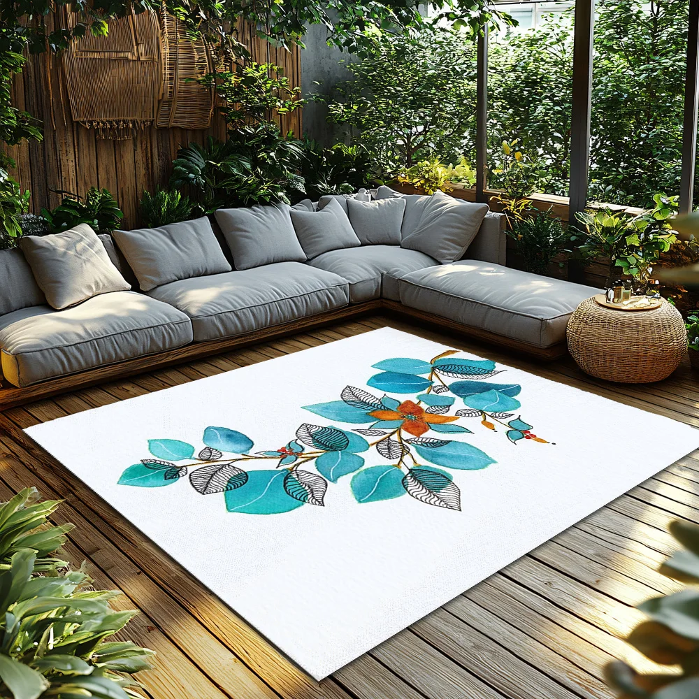Botanical Green Leaves Doormat Indoor Outdoor Washable Entryway Rug Floor Mat Home Decor Nature Inspired Welcome Mat Garden Pati