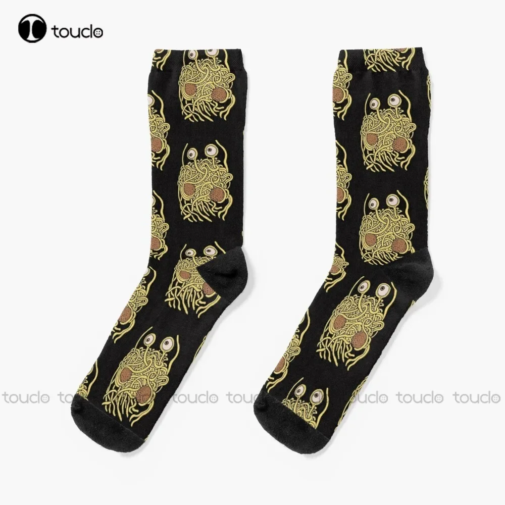 

Flying Spaghetti Monster Pastafarian Tee Socks Socks For Women Cartoon Comfortable Best Girls Sports 360° Digital Print Harajuku