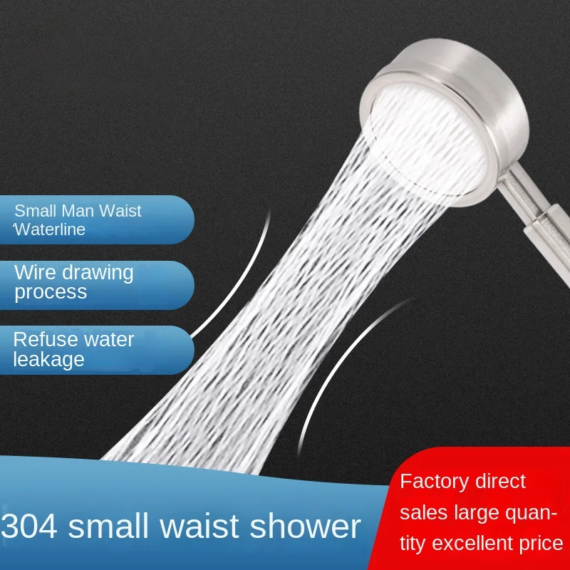 

Small waist shower head 304 stainless steel round hand-held shower head Bathroom shower pressurized