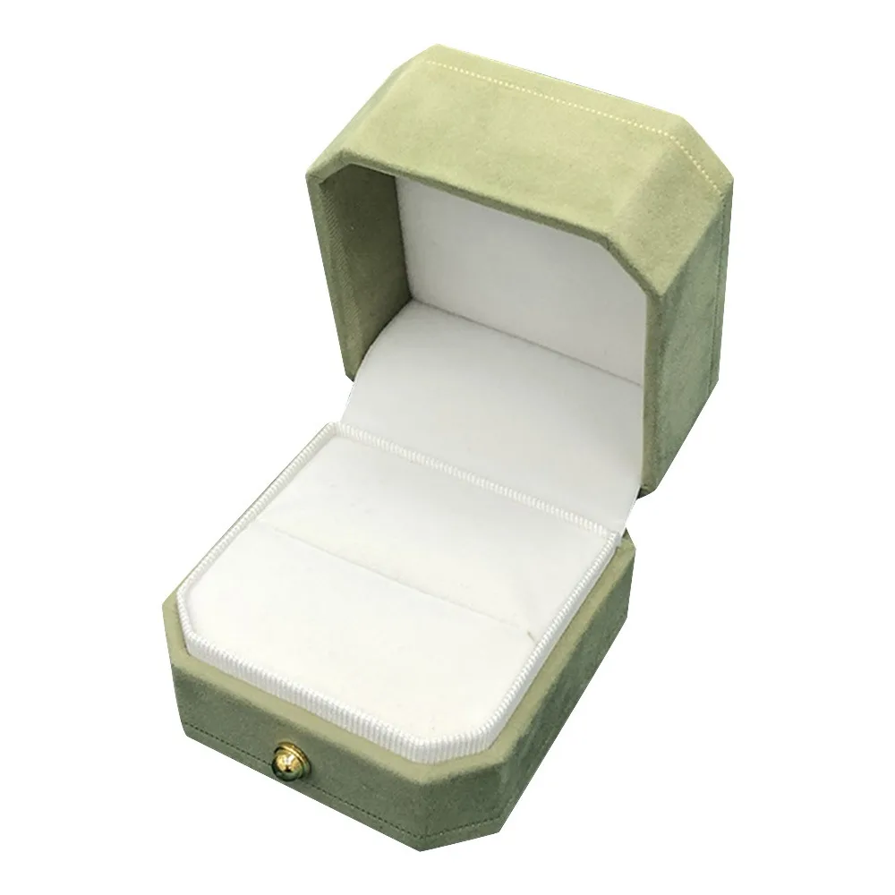 

Velvet Jewelry Storage Box Single Slot Clamshell Earrings Ring Display Case Octagonal Wedding Ring Box for Engagement Proposal