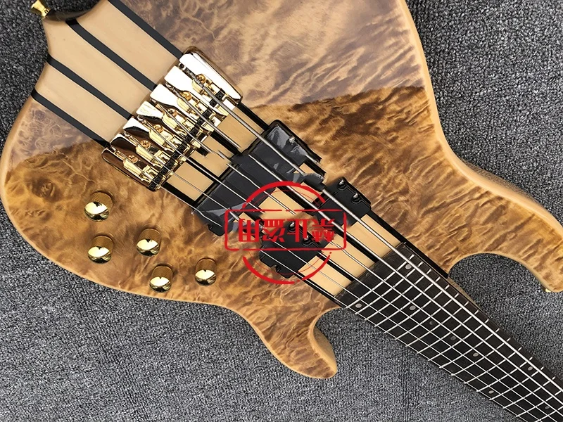 Electric Bass Guitar, 6 Strings , Top Figure, Special Solid Body, High Quality , Active Pickup,free Shipping