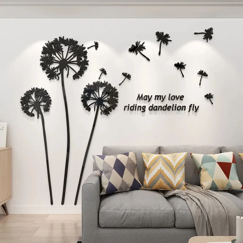 

Romantic Dandelion Wall Sticker Acrylic Restaurant Shopping Mall Decorative Wall Sticker Home Three-dimensional Wall Sticker