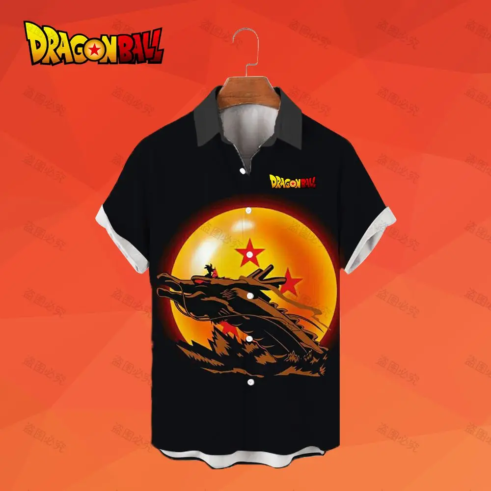 Vegeta Men's Shirts Dragon Ball Z Beach Style Anime Goku Summer Blouse Men's Social Shirt 2023 Tops Y2k Cool Fashion Streetwear