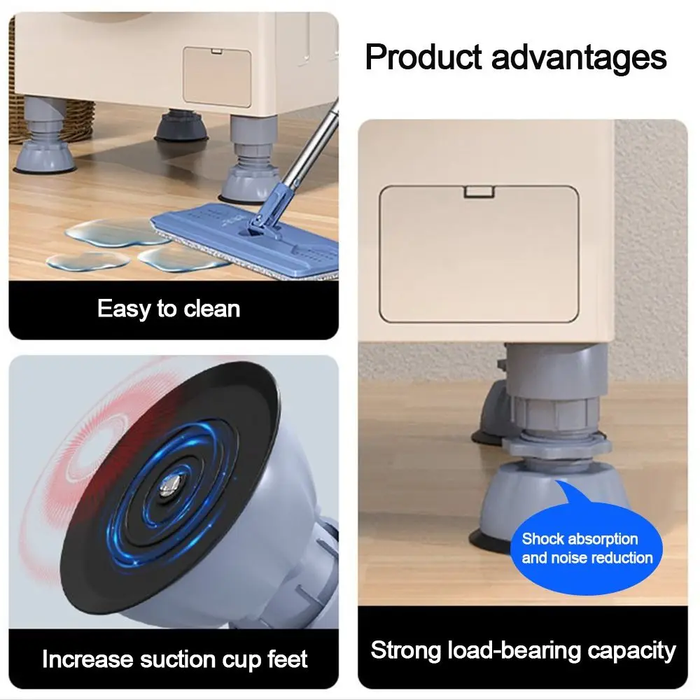 4pcs/set Raise Height Washing Machine Shockproof Pad Non-slip Adjustable Height Anti Vibration Mat Reduce Noises Shock Mute Pads