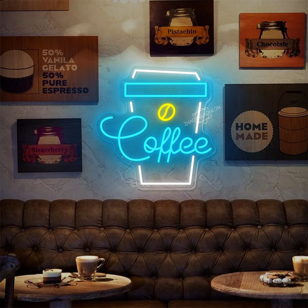 Coffee LED Neon Sign Coffee Bar Wall Decor Room Bedroom Decoration Sign Love Neon Lights Lamps