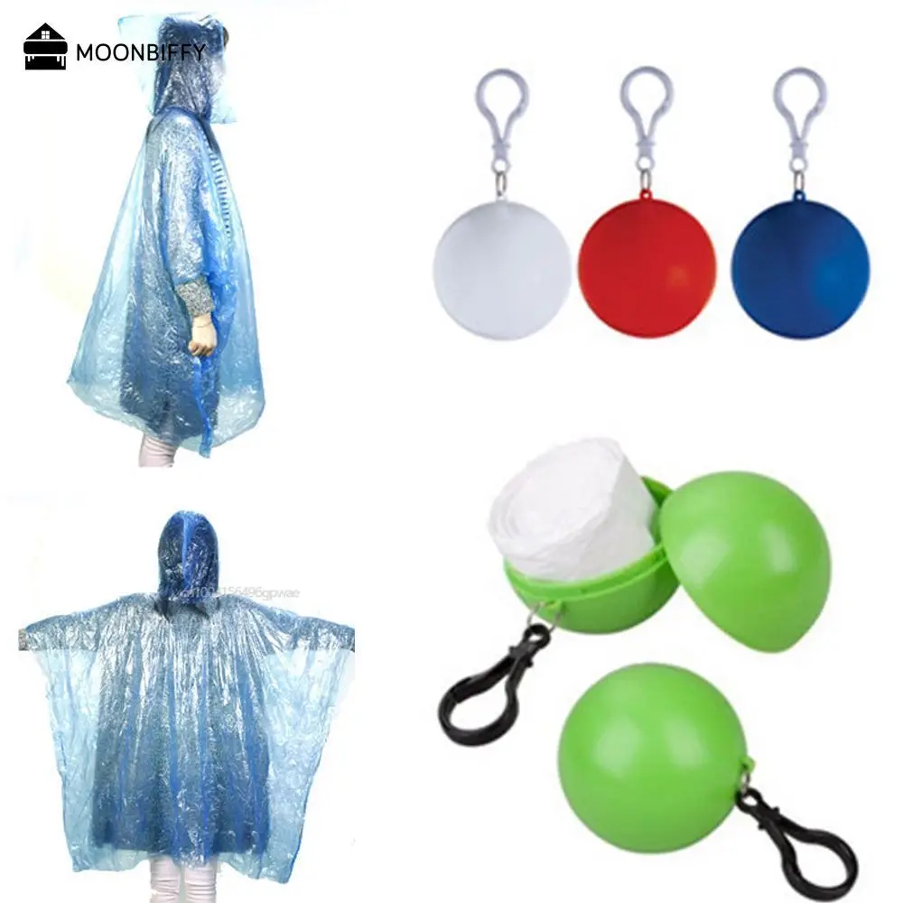 Chubasquero desechable Unisex, Poncho, llavero, bola, práctico, portátil