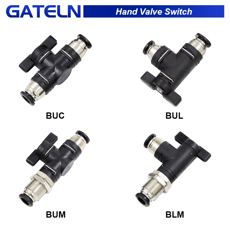 BUC BUL BUM BLM4 6 8 10 12mm Pneumatic Fitting Quick Connector Air Tube Connector Manual Valve Steering Switch Manual Ball Valve