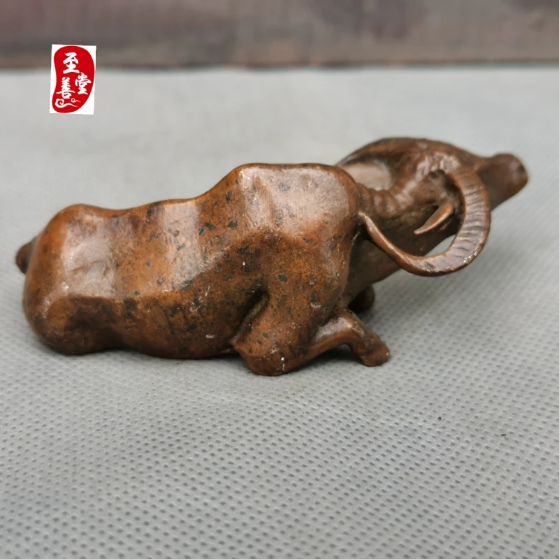 Antique Collection Old Baojiang Pure Copper Solid Zodiac Ox Copper Feng Shui Xuan Guan Tea Pet