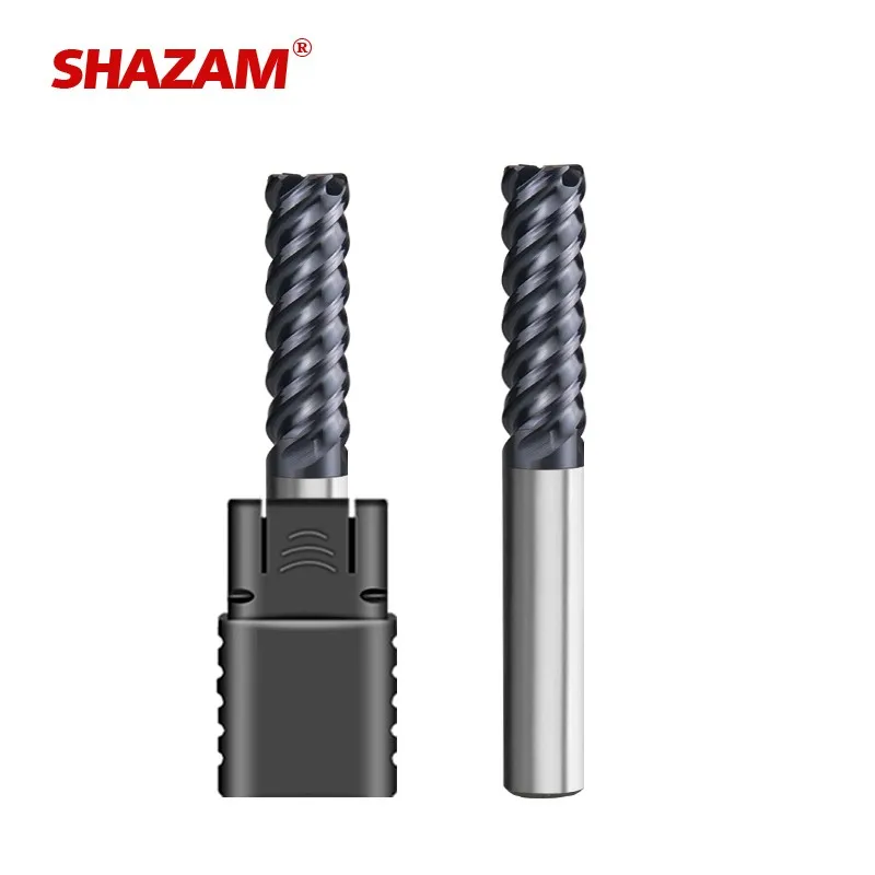 SHAZAM HRC80 Tungsten Steel Carbide Unequal Spiral 4-Flute End Mill High Hardness Milling Cutter CNC Machining Endmill Tools