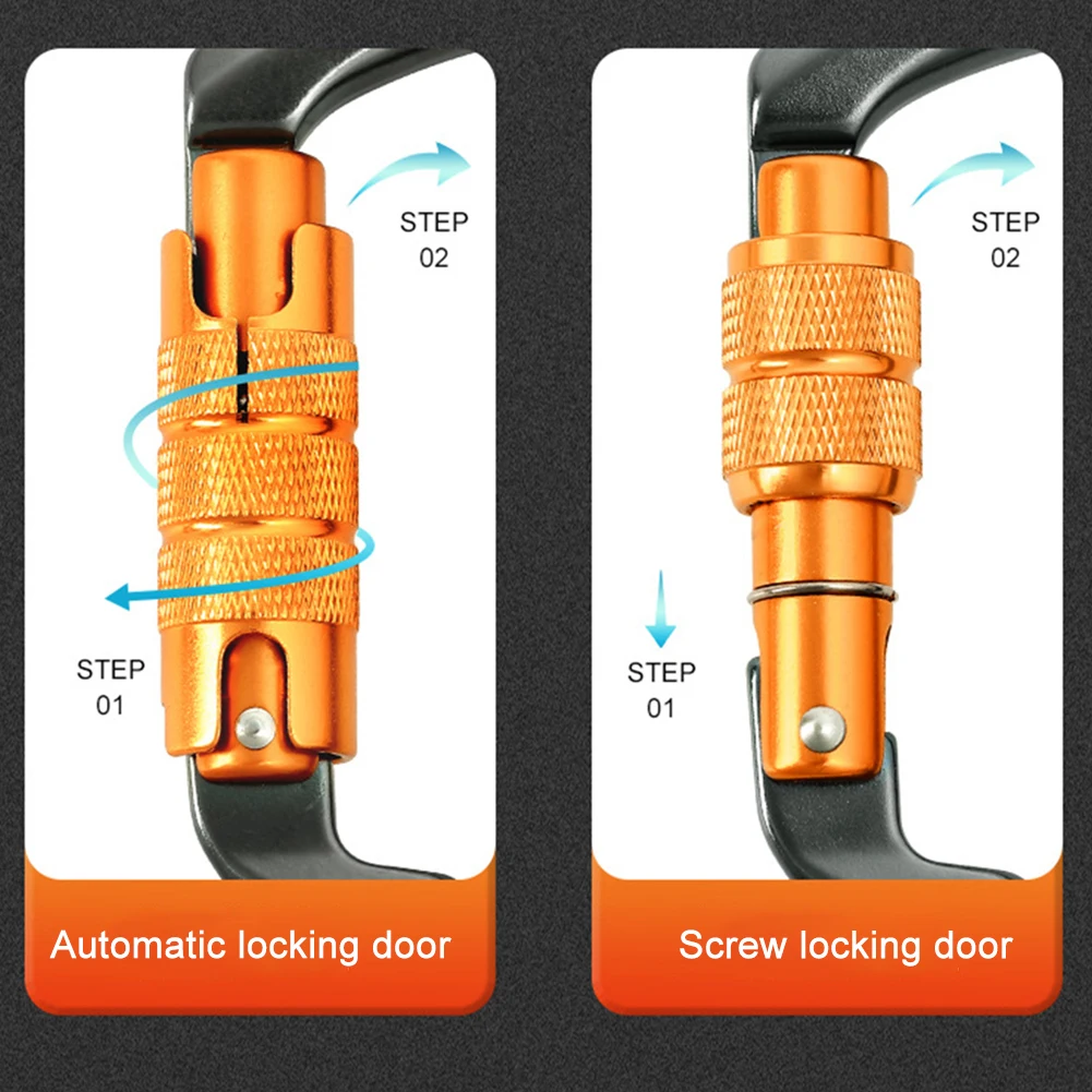 30kN Rock Climbing Carabiner Heavy Duty Caribeaner Clips Mountain Caribiniers for Climbing Mountaineering Rappelling Camping