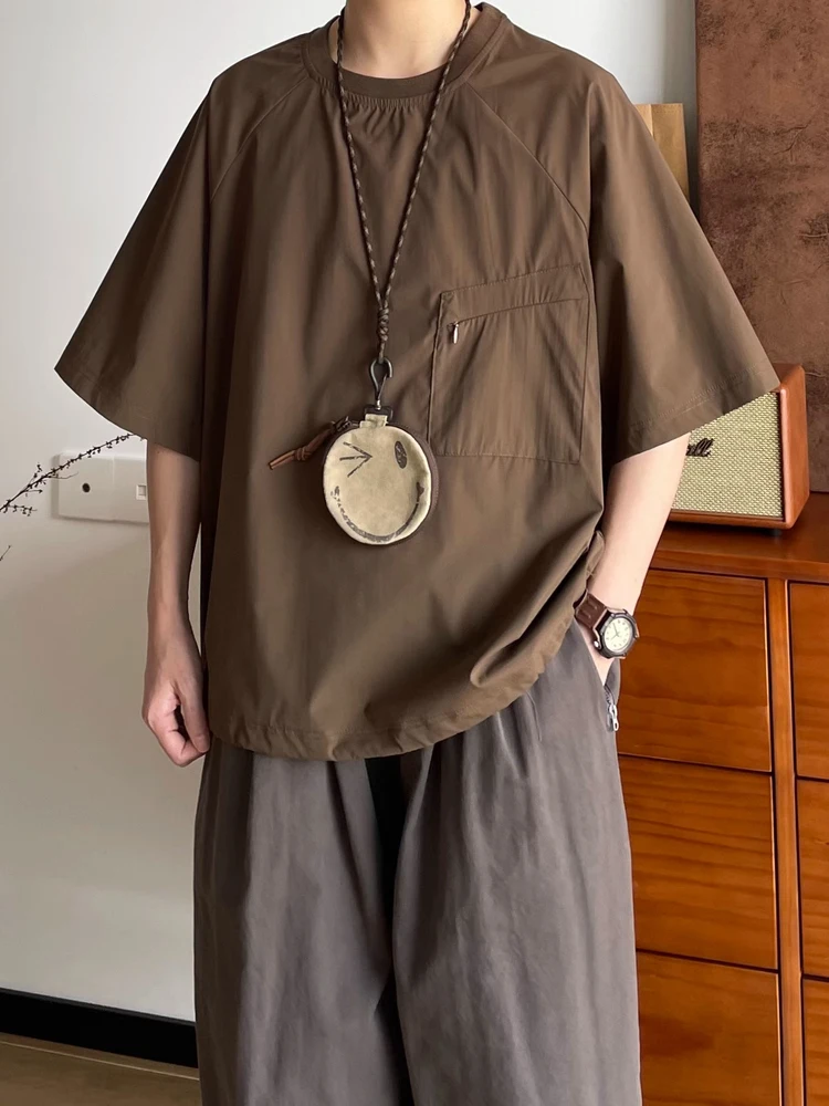 

Loose Fit Men's T-irt ort Sve Qui Dry Outdoor Casual Retro ex Summer Top round Ne Basic Sle Faion Trend