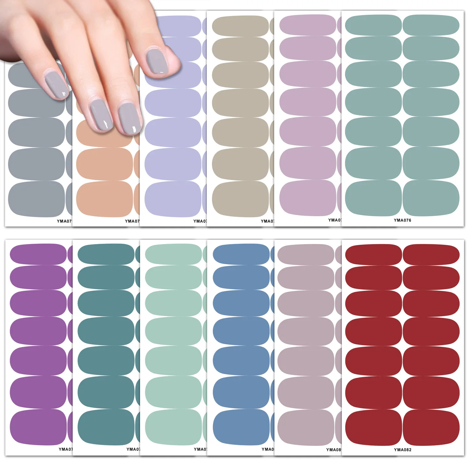 

14Pcs Nail Art Sticker Solid Color Full Stick Candy Color Decal Stickers Nail Art Supplies Press on Nails Stickers Designer