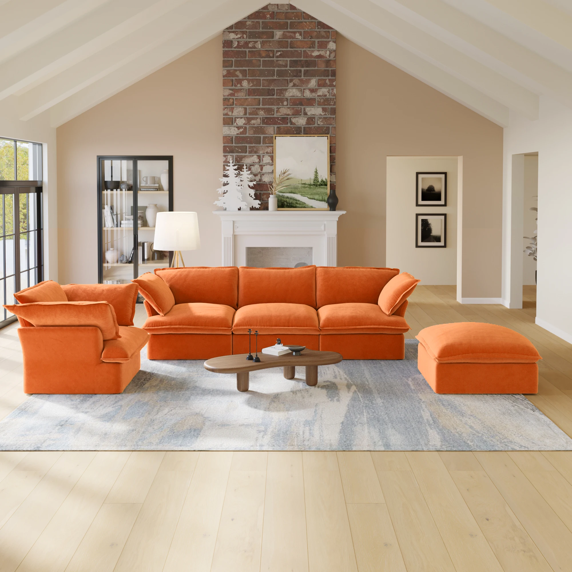 

ATUNUS USA Warehouse in Stock Drop Shipping Sofa Modern Living Room Furniture Orange Modular Sectional Couch Sofa Set