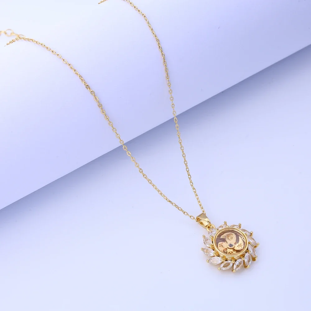 قلادة دوارة مرصعة بالألماس مستوحاة من الطراز العتيق، قلادة مجوهرات للجنسين للزينة الأنيقة