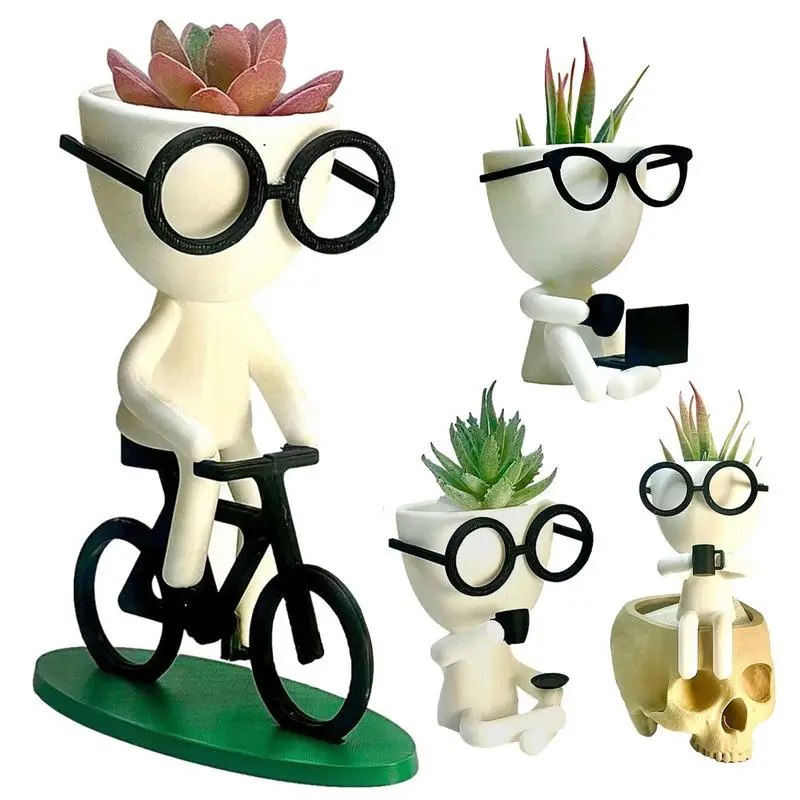 

Creative Cute Humanoid Planters Resin Ornament Unique Flower Pot Succulent Planter Crafts Vase Holiday Gift Home Decoration