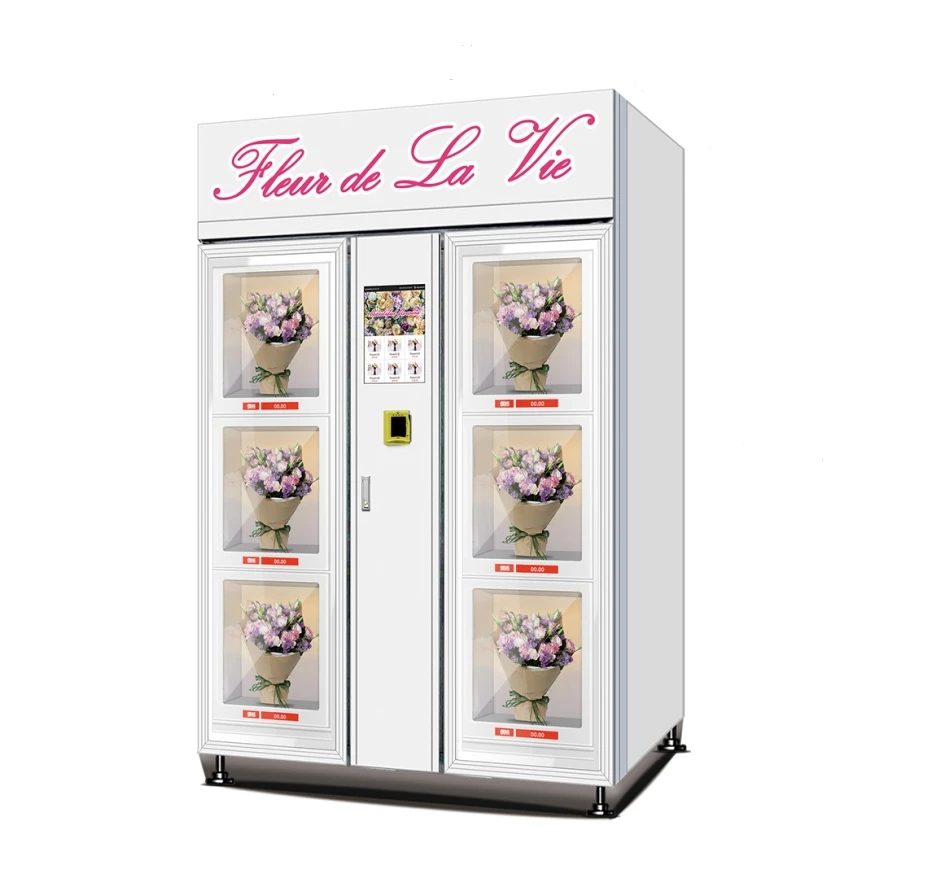 Smart Flower Vending Locker 6 Boxes Refrigerated Cooling: 5-20℃, with Humidification 10.1" Android System Flower Vending Machine