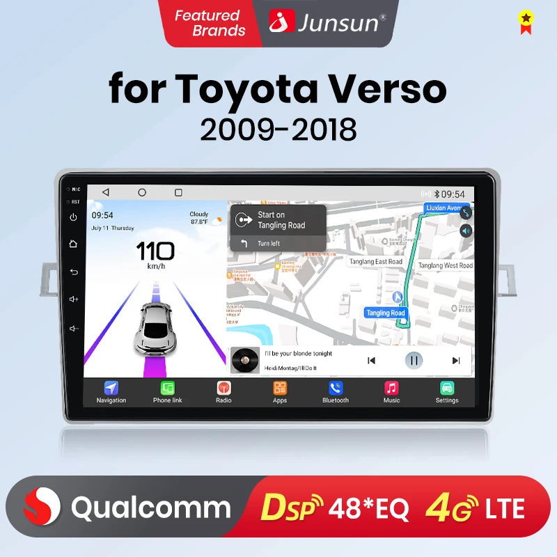 Junsun Android13 Qualcomm 8 Core Wireless CarPlay for Apple Android car Car Radio For Toyota Verso R20 2009-2018 Car Radio GPS