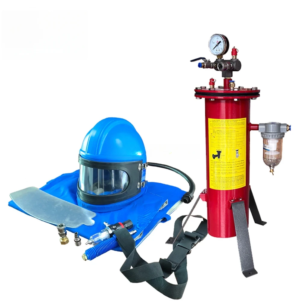 Sandblasting cape helmet with Respiratory control and filtration system
