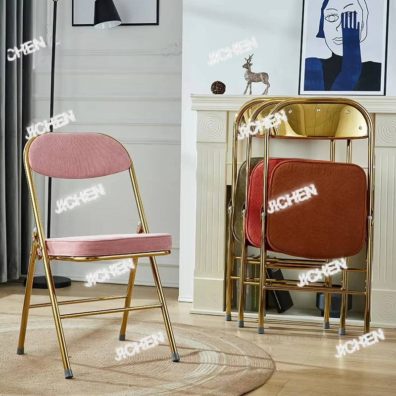 

XZQA Retro Corduroy Dining Chairs Chairs For Kitchen Furniture Backrest Chair Neoclassical Creative Dining Room Folding Chair