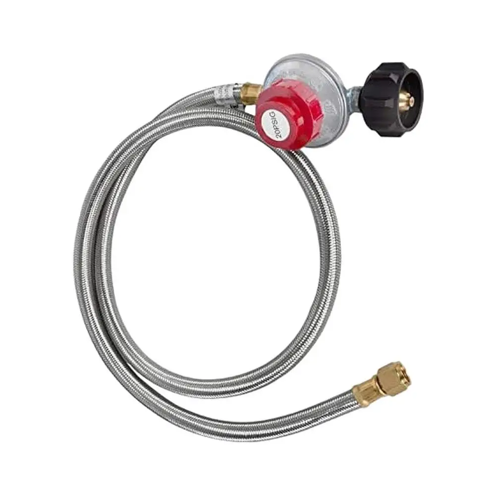 Adjustable Propane Regulator with For Gauge and High Strength For Braided Hose 5FT or 12FT for Outdoor Appliances