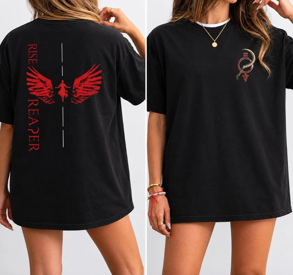 Red Rising T-Shirt mit Rise Reaper Grafik, Kurzarm, Herren-T-Shirts für den Sommer, Unisex, für alle Jahreszeiten – Detail 6