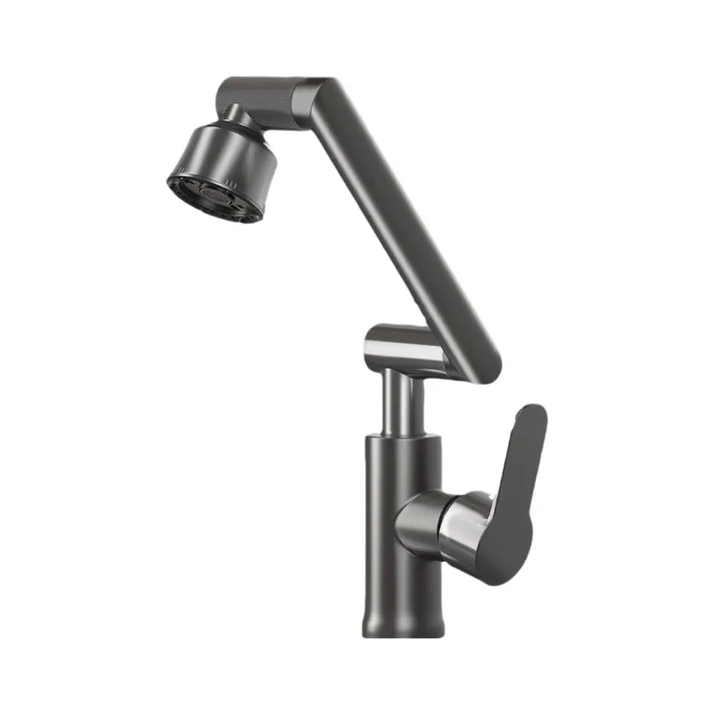 Stainless Steel Swivel Faucet Robotic Arm Style for Kitchen or Bathroom Basin with 60cm Hose Hot Cold Water Tap