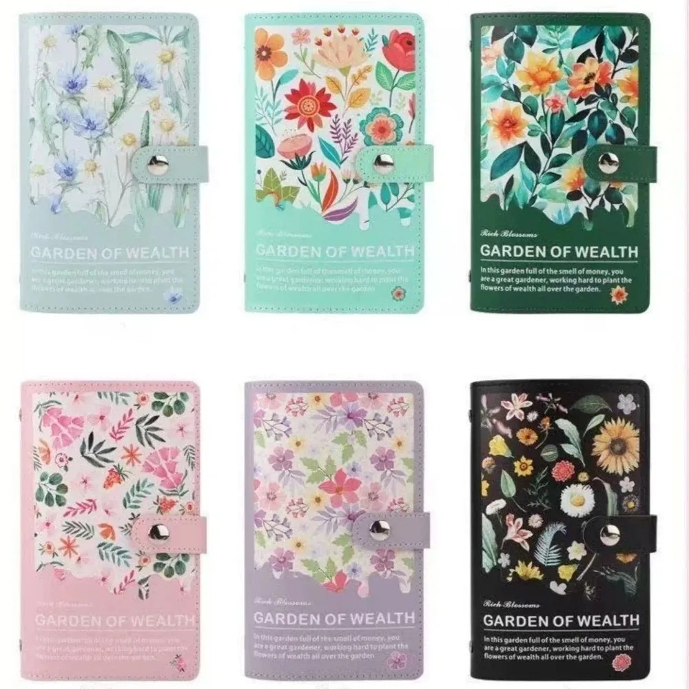 Budget Plan Money Saving Binder Flower Printed Waterproof Cash Budget Notebook Reusable Loose-leaf Savings Challenge Binder