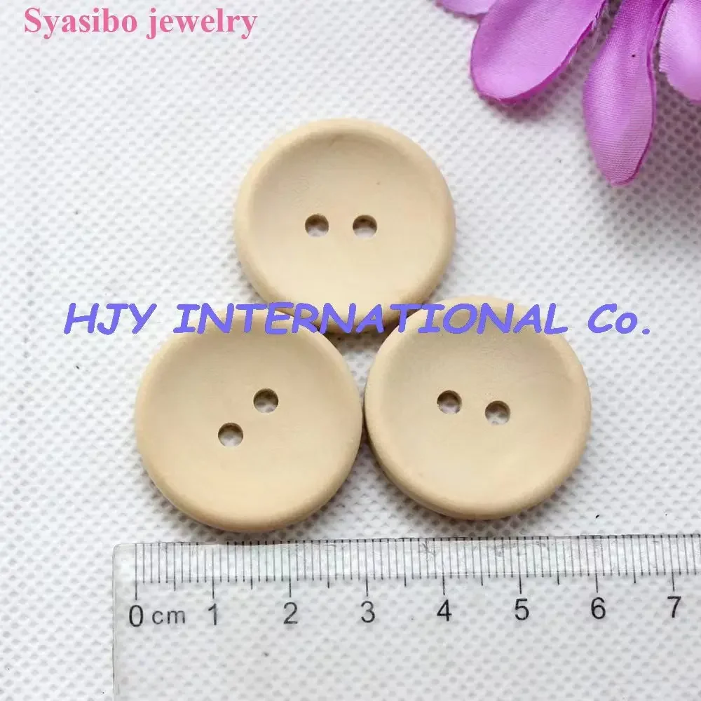 

Syasibo jewelry 100pcs30mm Unfinished custom plain Personalized wooden button with your own message or shop name 1.2" - AD0077