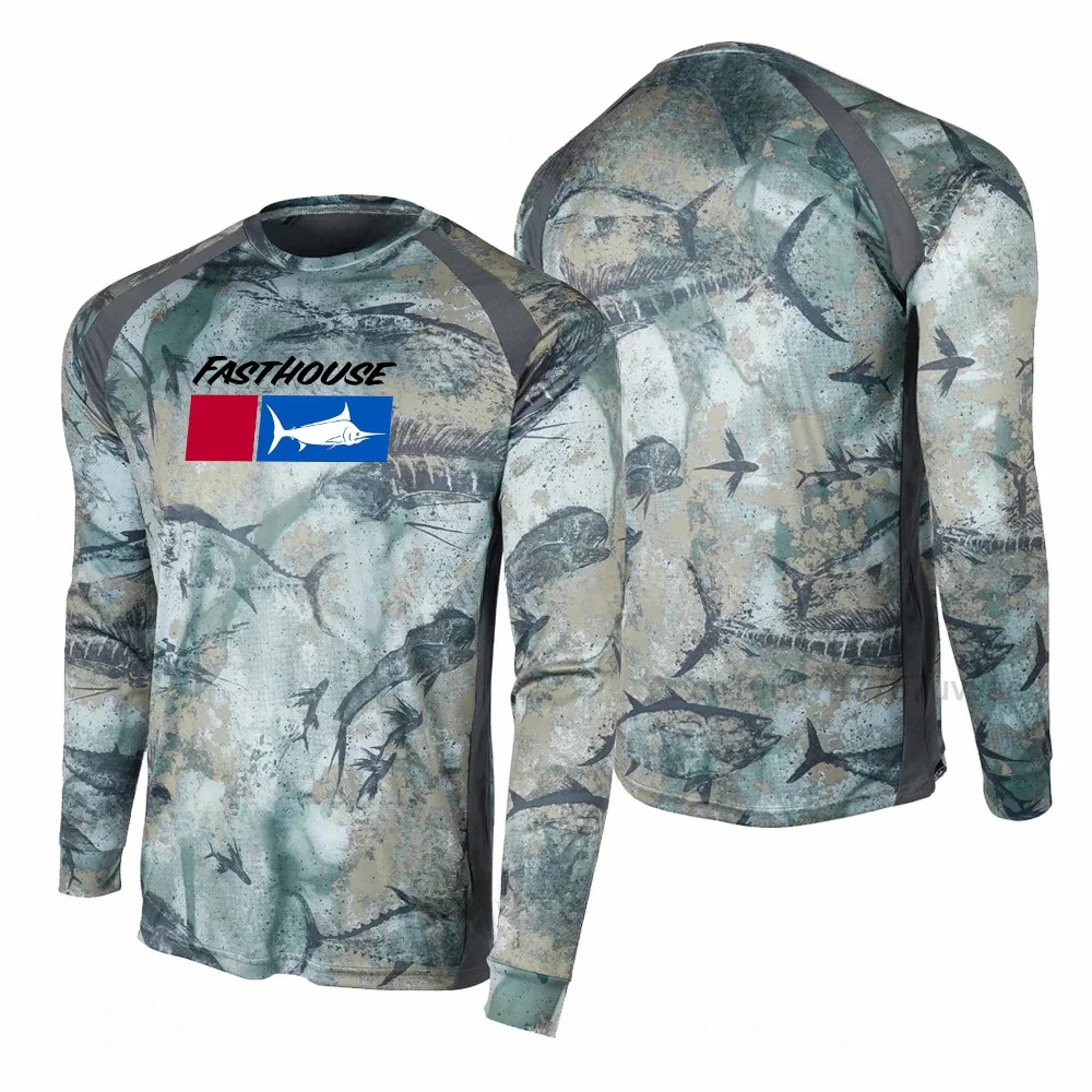 2025 UPF50+ Fishing Shirt Long Sleeve Fishing Shirts,3D Camouflage Man Outdoor Moisture Wicking Jersey,Fishing Apparel Tops