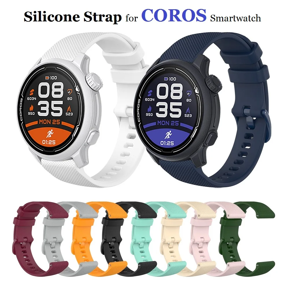 20mm 22mm Watch Strap for Coros Pace 2 Wristband Apex 46mm 42mm APEX Pro Silicone Bracelet Quick Release Replacement Watchband