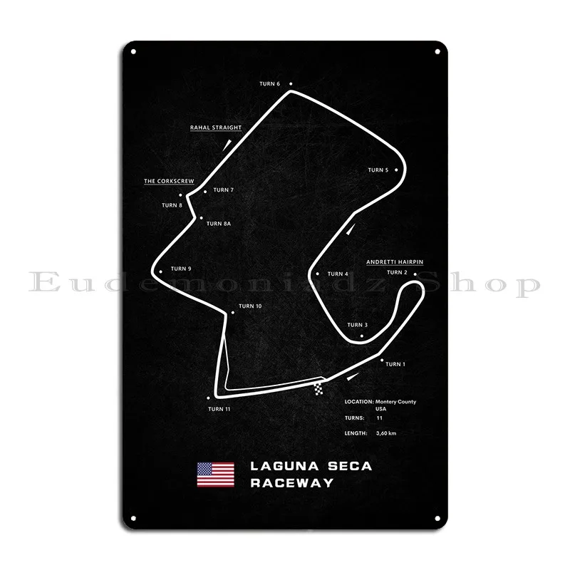 Laguna Seca Circuit Metal Sign Club Party Wall Custom Printed Classic Tin Sign Poster