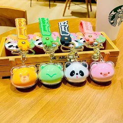 Cute Panda Keychain Acrylic Cute Animal Head Bell Pendant Accessories Student Backpack Accessories Couple Pendant Gift