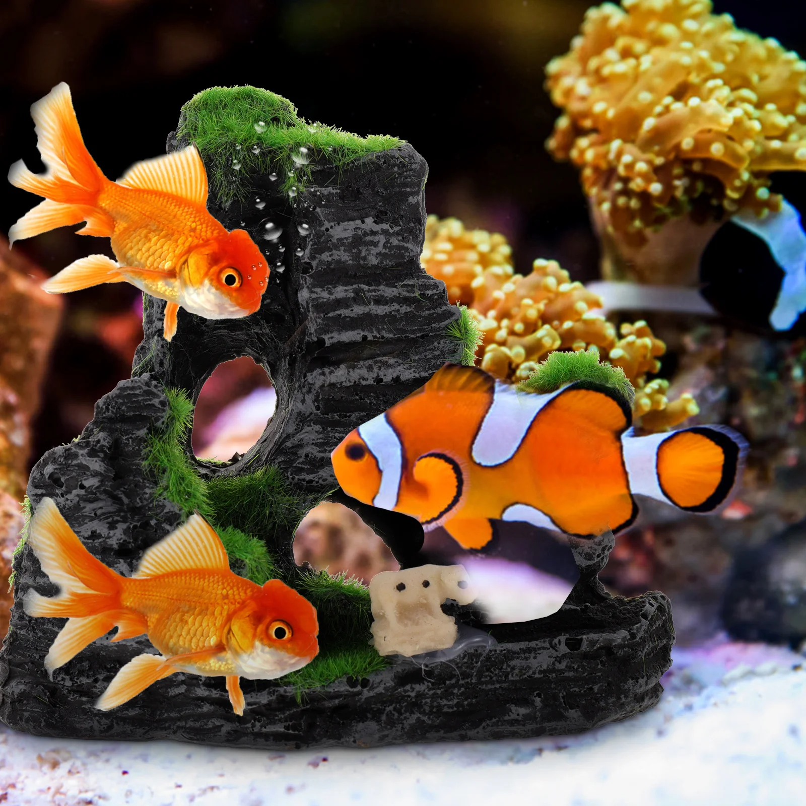 

Aquarium Resin Cave Decor Rockery Fish Tank Accessories Large Tall Decoration for Shrimp Betta Fish Tank Desktop Aquarium