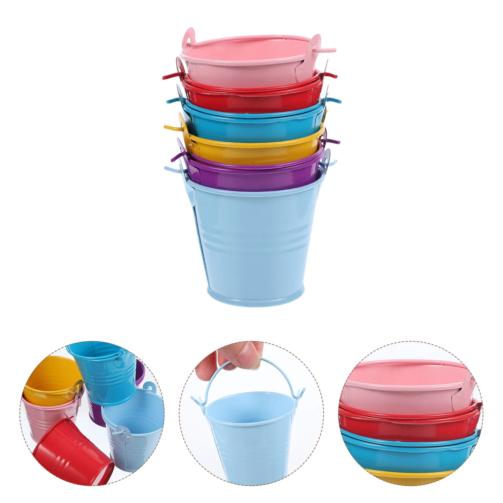 

6 Pcs Small Iron Bucket Colored Metal Candy Storage Colorful Planter Flower Arrangement Pails Mini Flowerpot