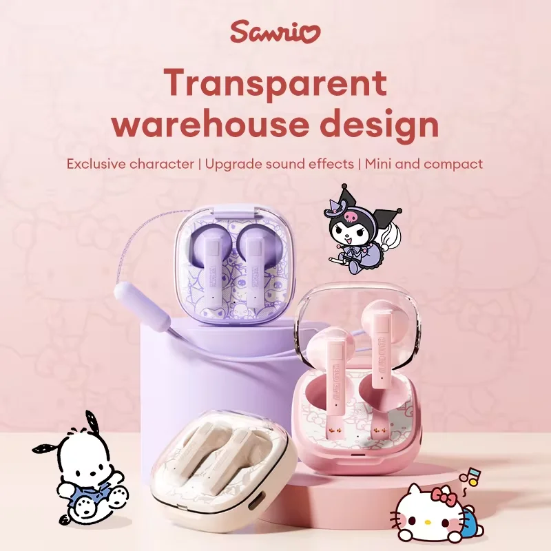 Sanrio Kuromi TWS Bluetooth Earphones YP-76 Kawaii Hello Kitty Wireless Earbuds Stereo Sound Sport Touch Control Headphone Gifts